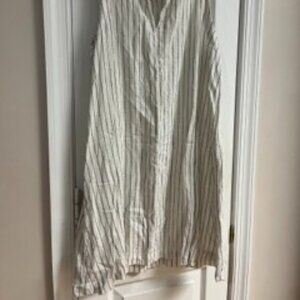 A New Day Women's M White & Black Striped Linen Blend Shift Tank Mini Dress